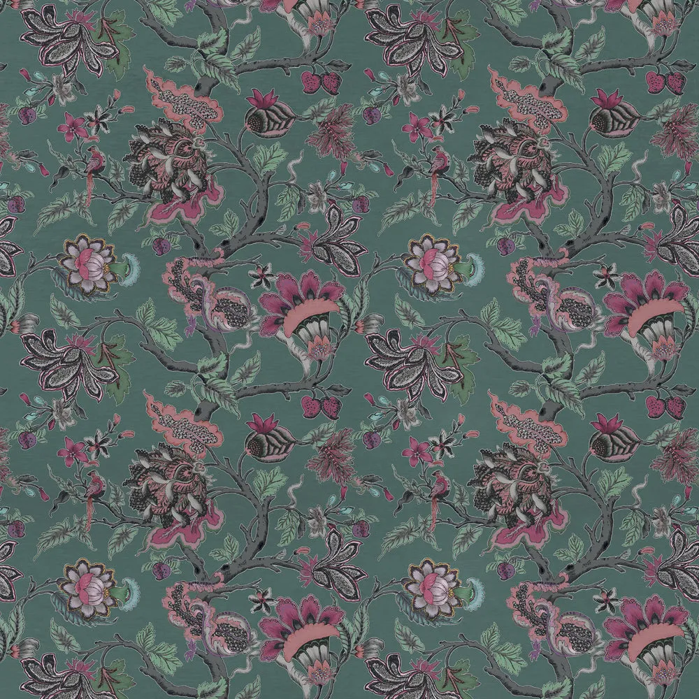 Adhira Printed Velvet Fabric (By The Metre) Onyx