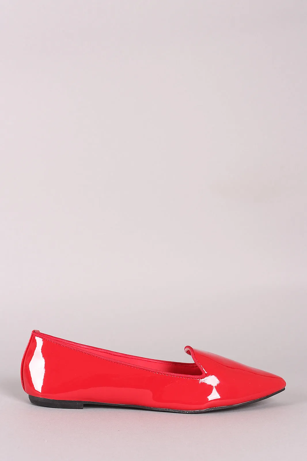 Bamboo Patent Pointy Toe Loafer Flat