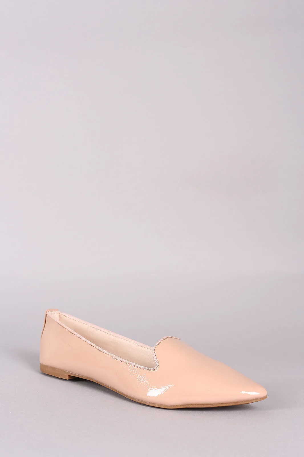 Bamboo Patent Pointy Toe Loafer Flat