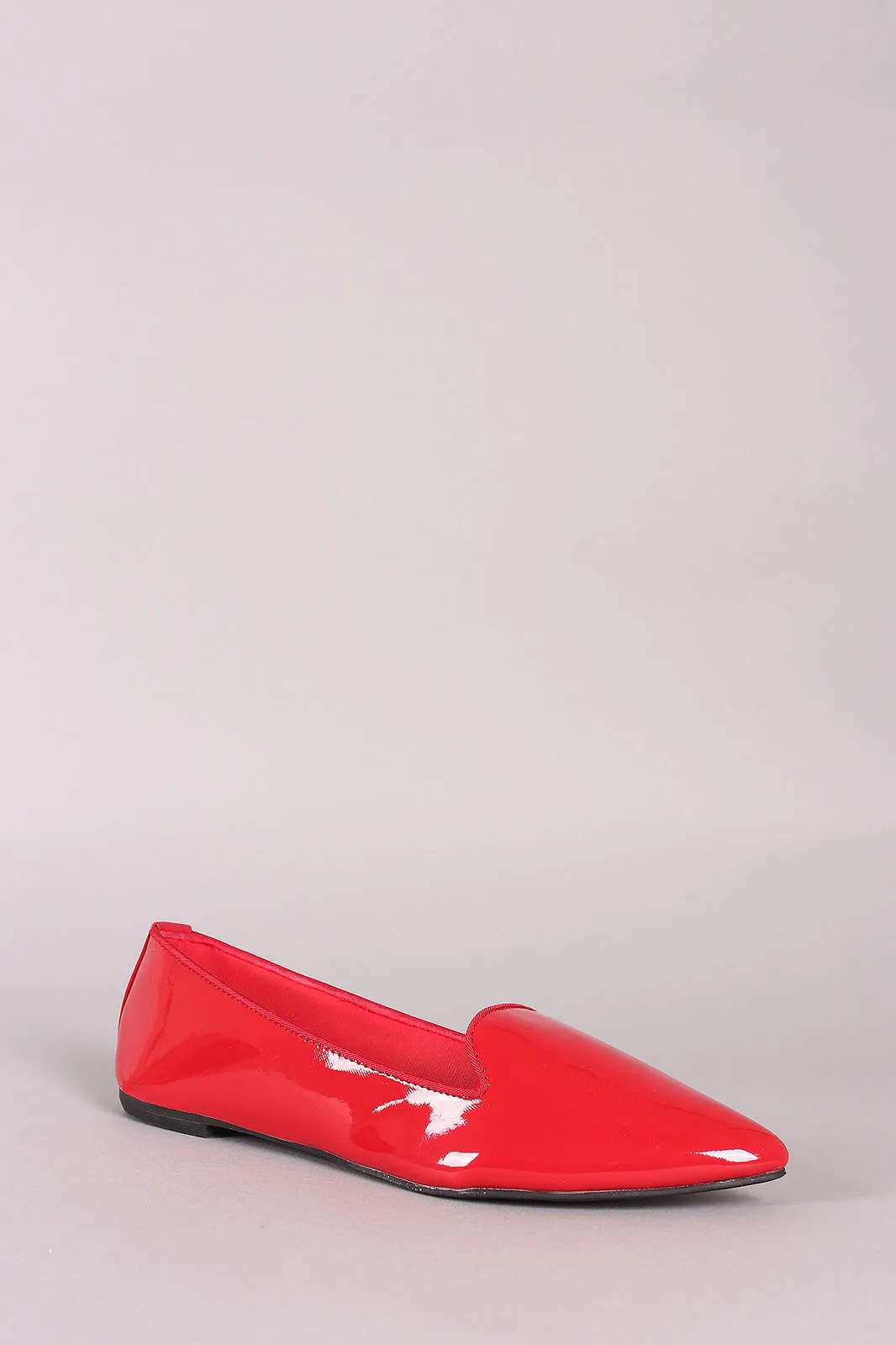 Bamboo Patent Pointy Toe Loafer Flat