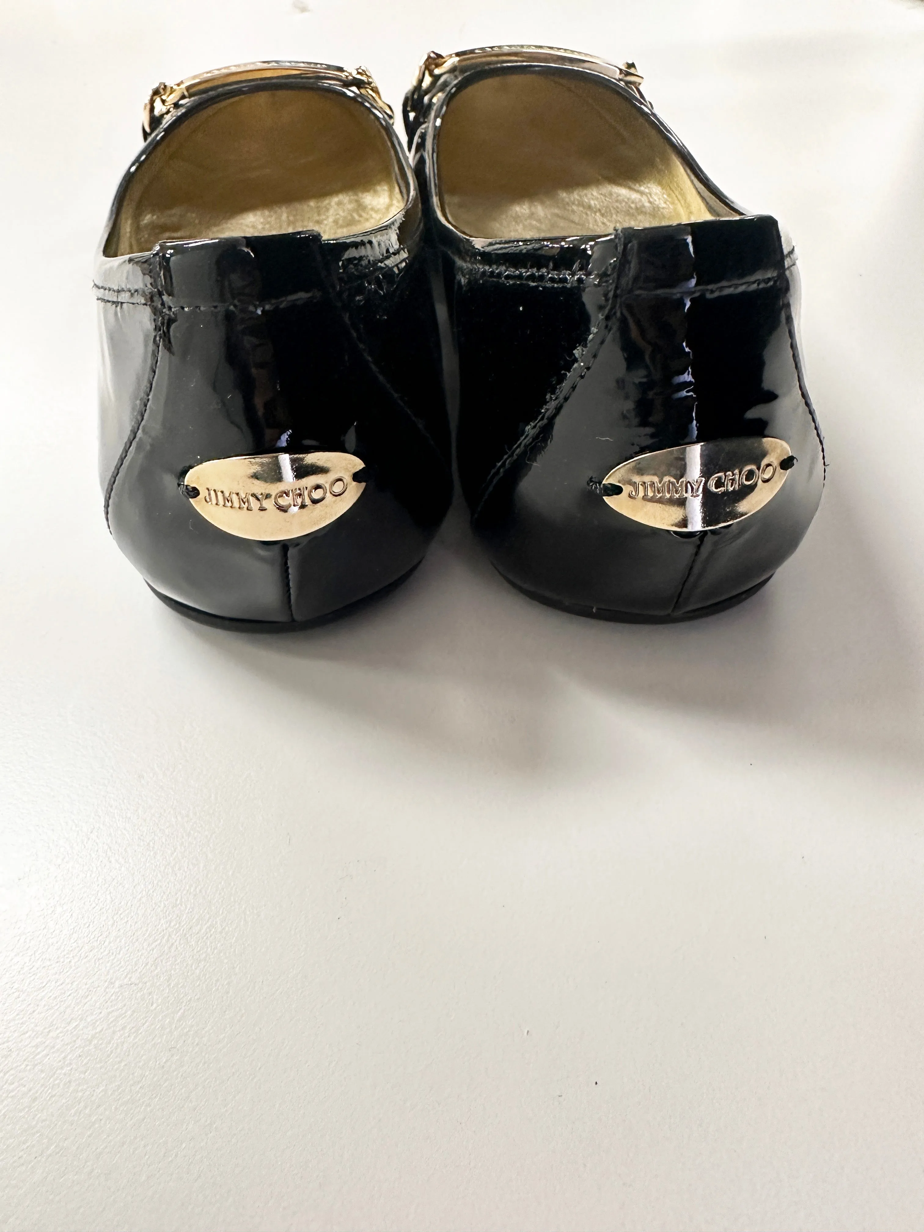 Black Patent Logo Flats