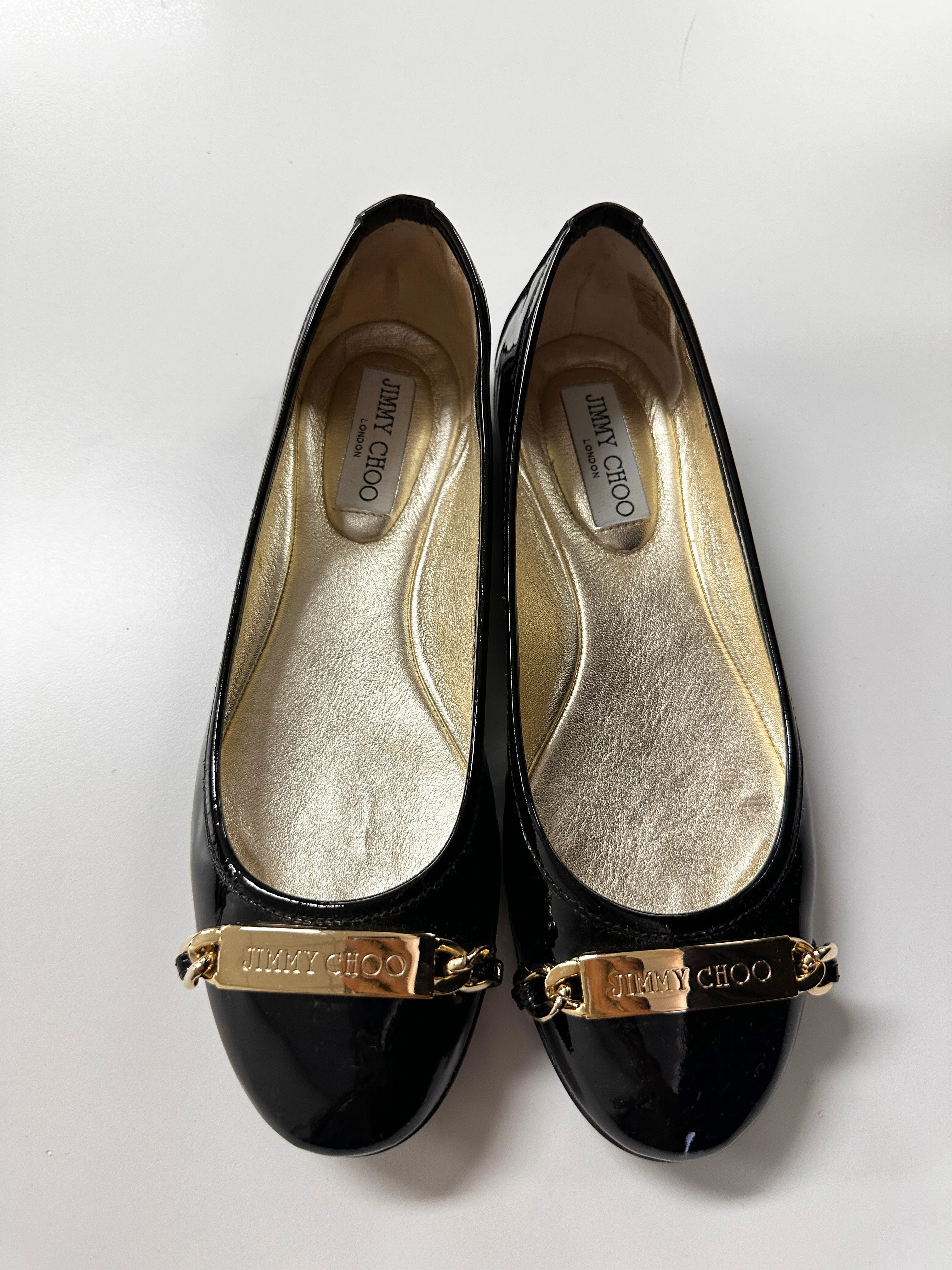 Black Patent Logo Flats