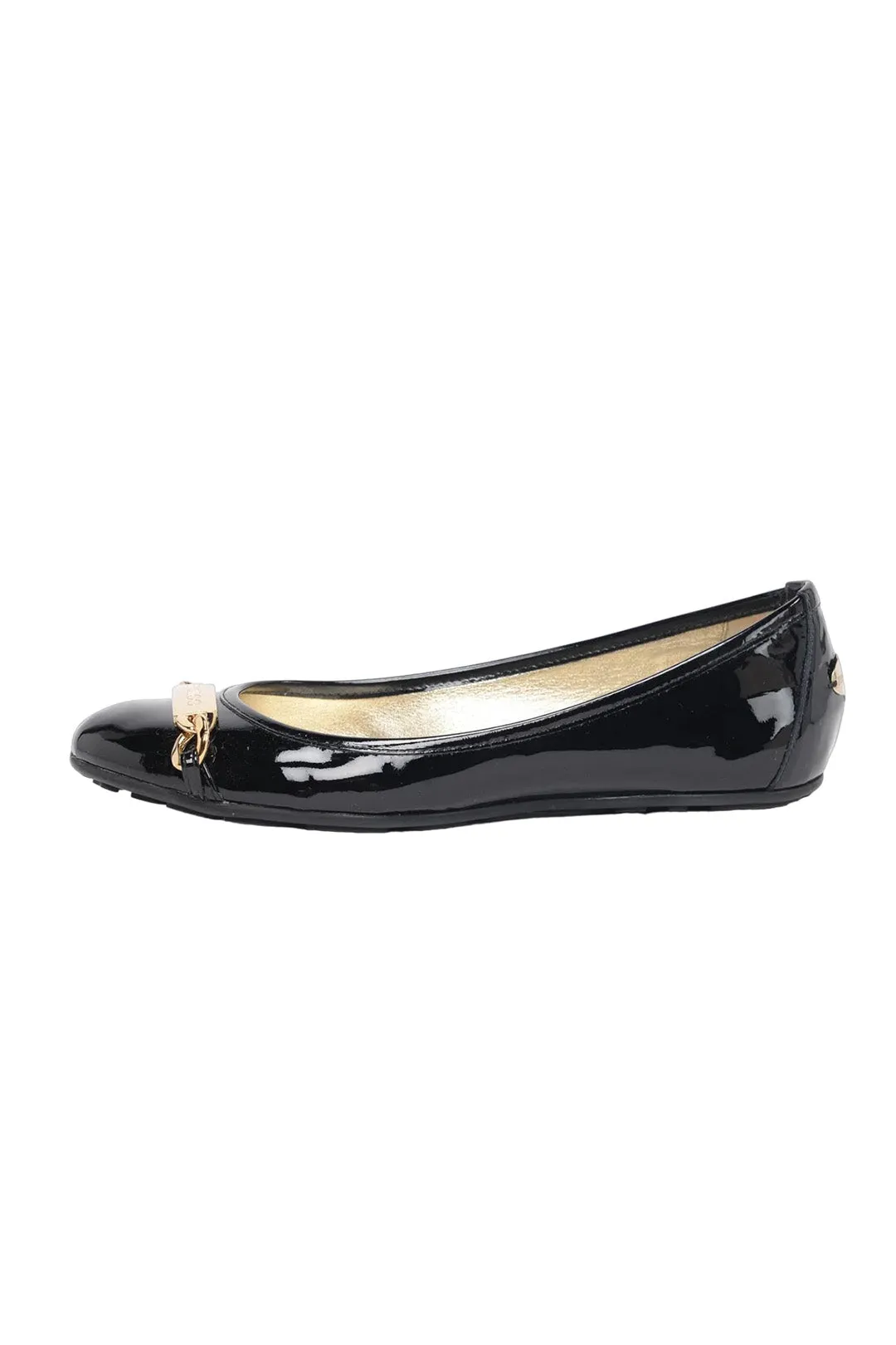 Black Patent Logo Flats