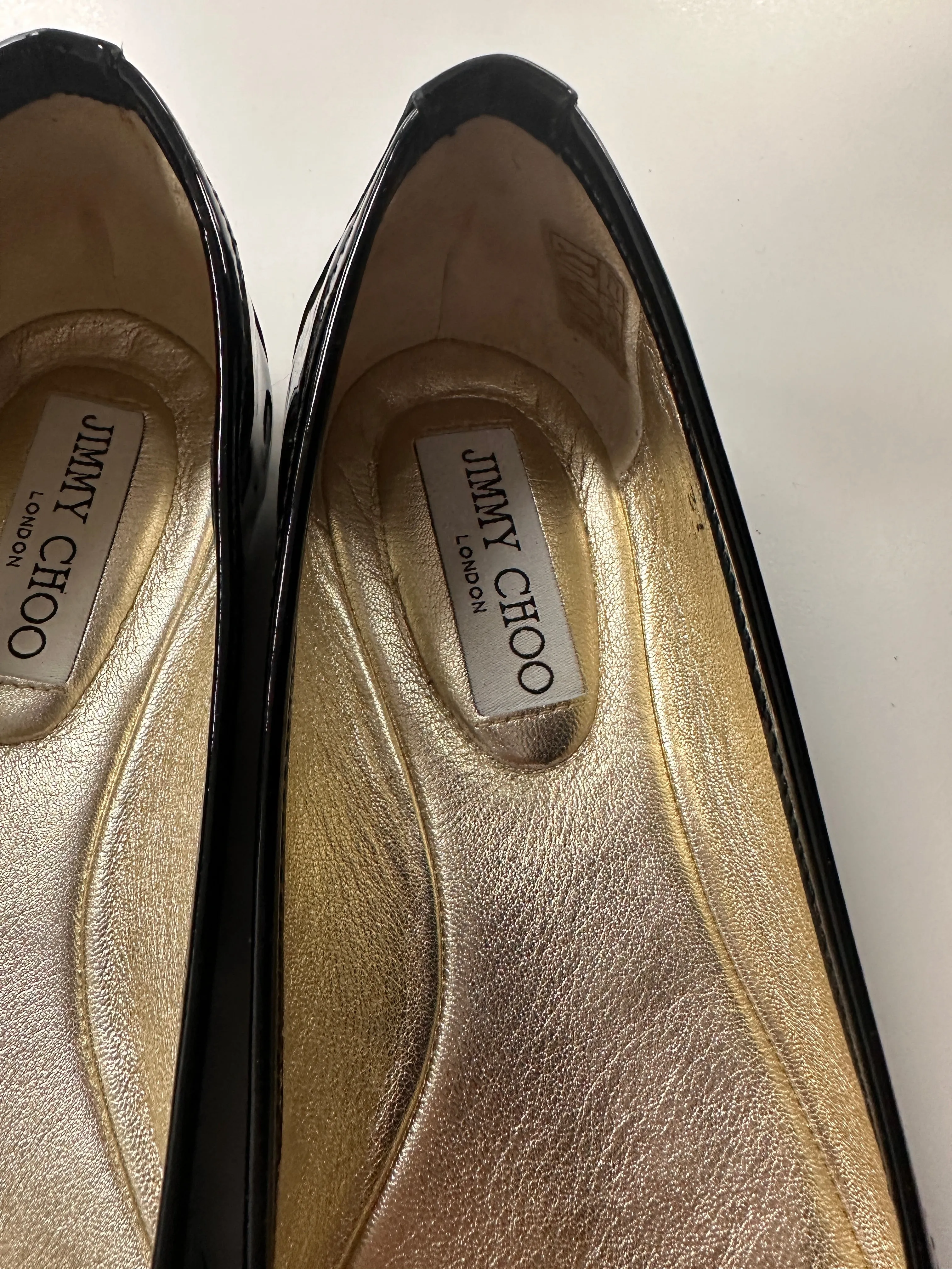 Black Patent Logo Flats