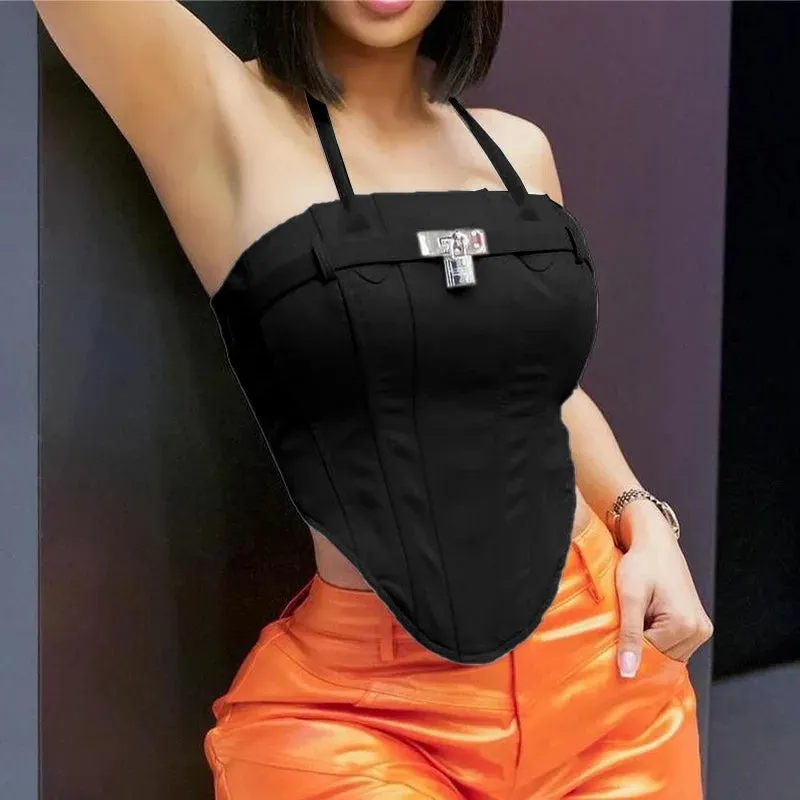 Corset Metal Stylish Lock Buckle Top