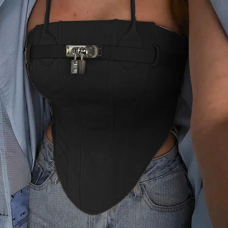 Corset Metal Stylish Lock Buckle Top