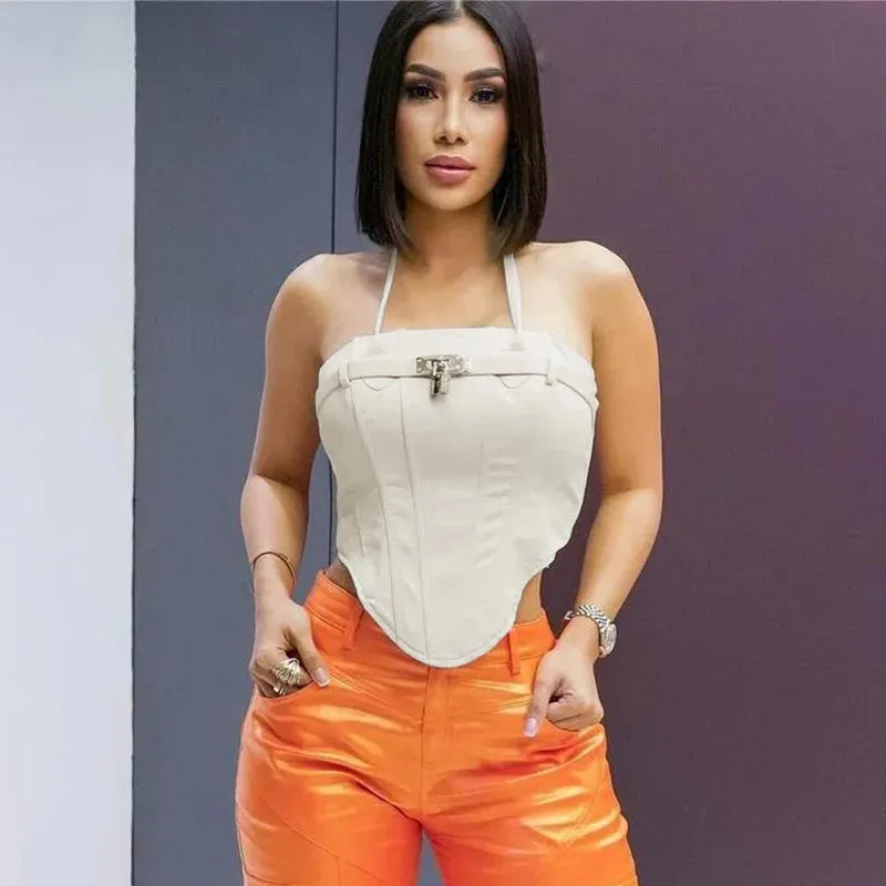 Corset Metal Stylish Lock Buckle Top