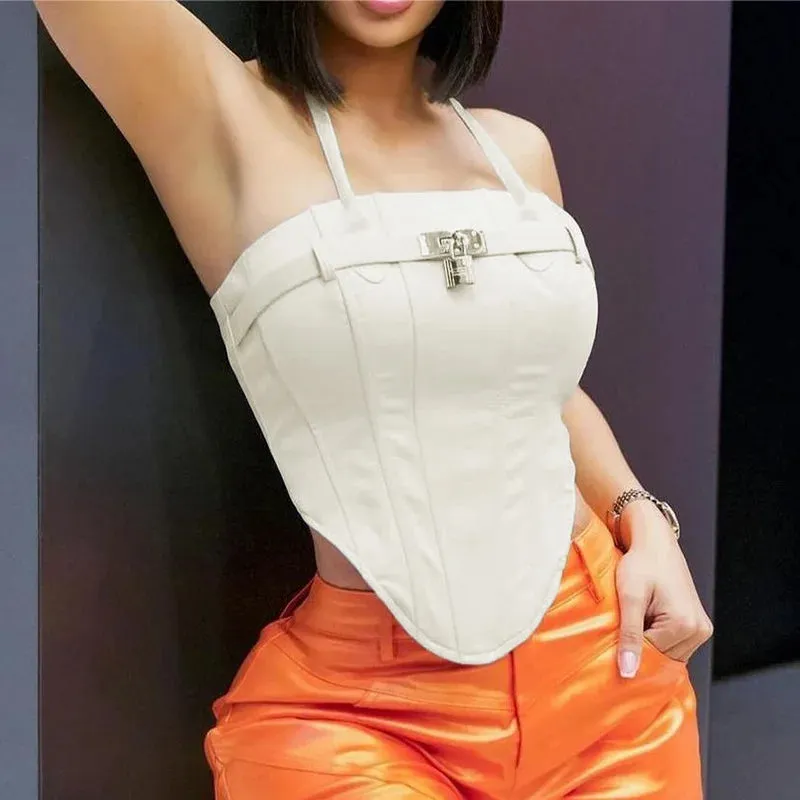 Corset Metal Stylish Lock Buckle Top