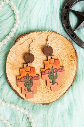 Crystal Avenue Cactus Flats Wood Earrings
