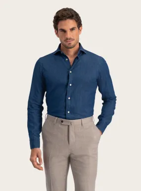 Denim shirt van katoen
