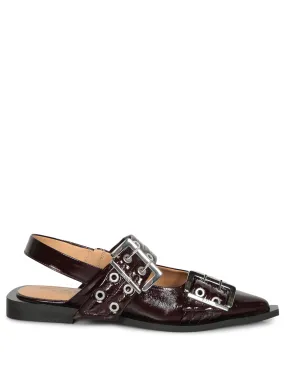 Flats Buckle Naplack in Brown
