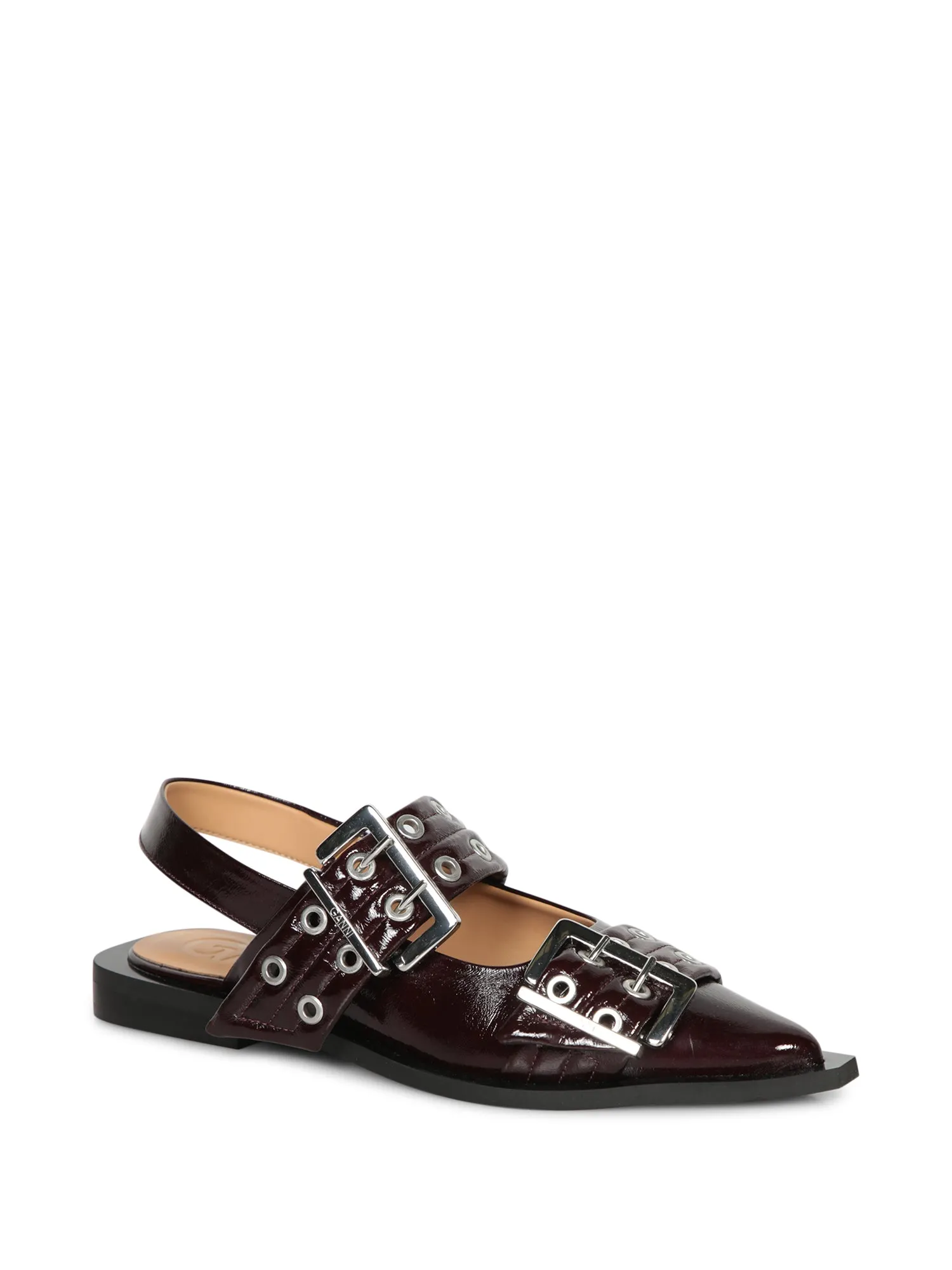 Flats Buckle Naplack in Brown