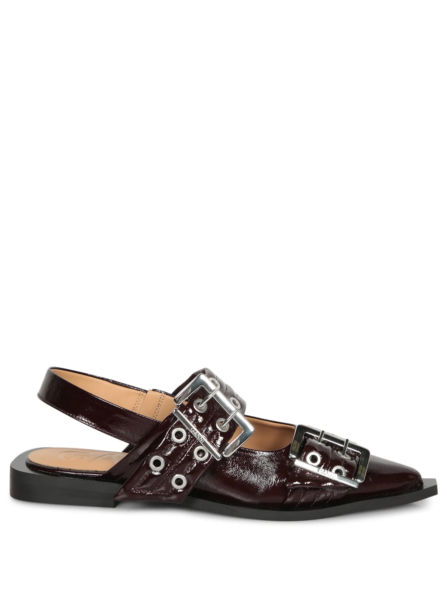 Flats Buckle Naplack in Brown