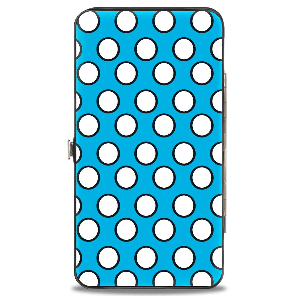 Hinged Wallet - Minnie Style Smiling Pose   Dots Blue/Black/White