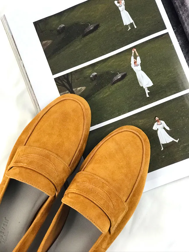 LUXE SEVEN DESIGN SUEDE LOAFERS WITH SQUARE TOE