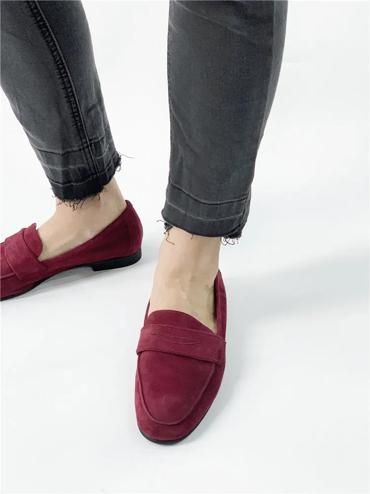 LUXE SEVEN DESIGN SUEDE LOAFERS WITH SQUARE TOE