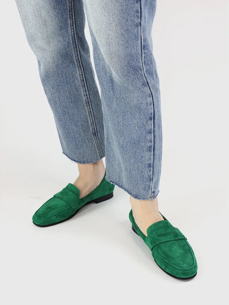 LUXE SEVEN DESIGN SUEDE LOAFERS WITH SQUARE TOE