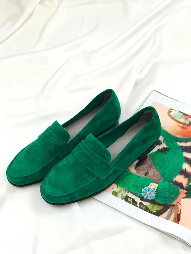 LUXE SEVEN DESIGN SUEDE LOAFERS WITH SQUARE TOE