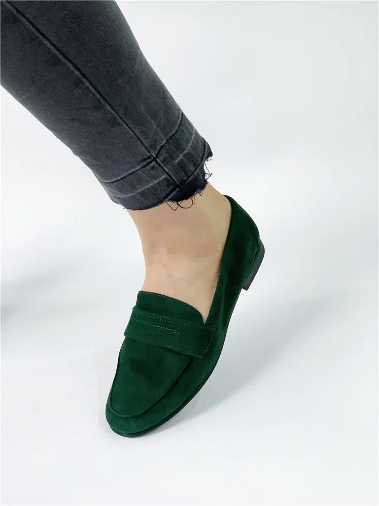 LUXE SEVEN DESIGN SUEDE LOAFERS WITH SQUARE TOE