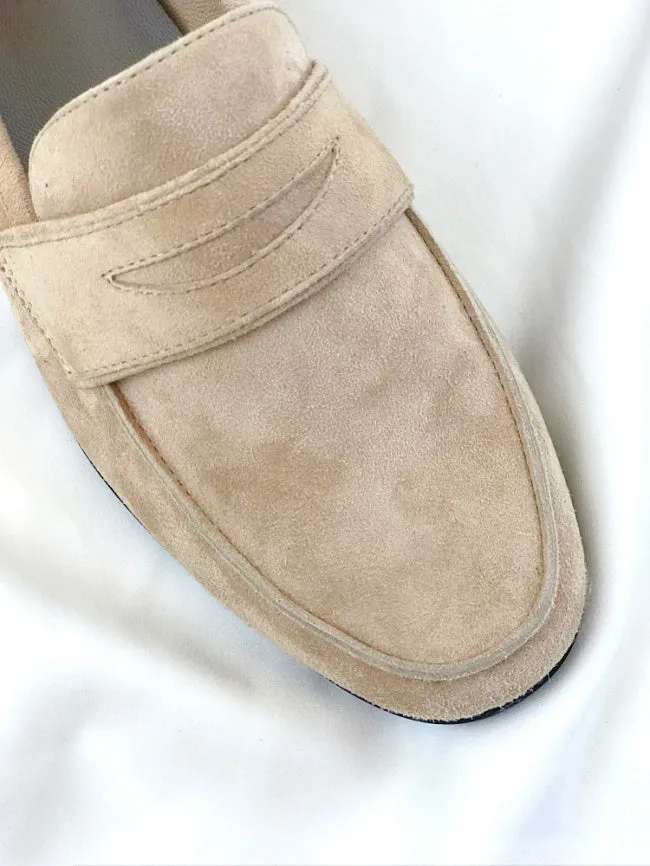 LUXE SEVEN DESIGN SUEDE LOAFERS WITH SQUARE TOE