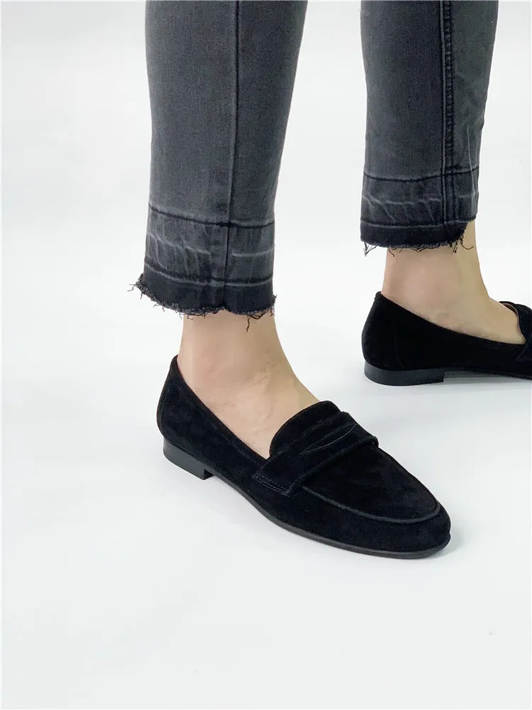 LUXE SEVEN DESIGN SUEDE LOAFERS WITH SQUARE TOE
