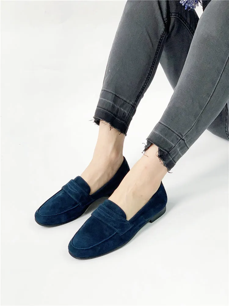 LUXE SEVEN DESIGN SUEDE LOAFERS WITH SQUARE TOE