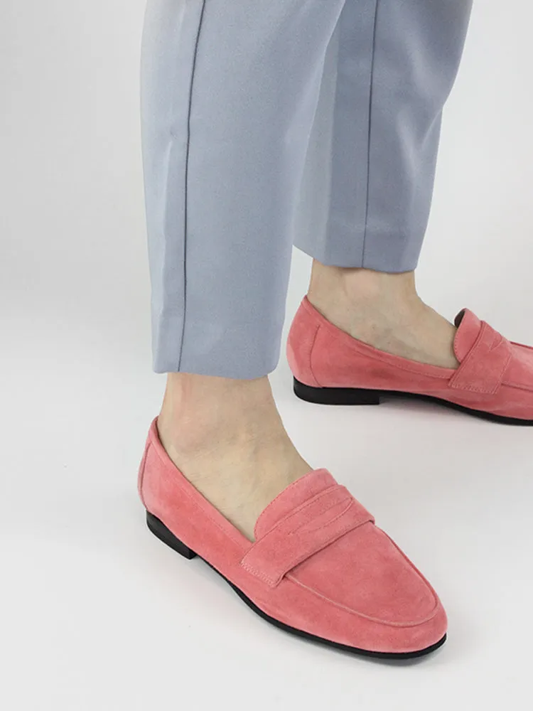 LUXE SEVEN DESIGN SUEDE LOAFERS WITH SQUARE TOE