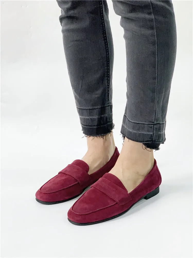 LUXE SEVEN DESIGN SUEDE LOAFERS WITH SQUARE TOE