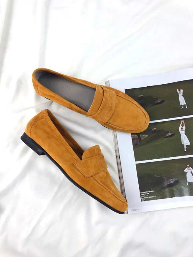 LUXE SEVEN DESIGN SUEDE LOAFERS WITH SQUARE TOE