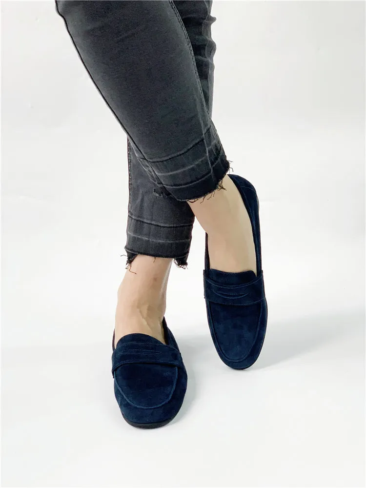 LUXE SEVEN DESIGN SUEDE LOAFERS WITH SQUARE TOE