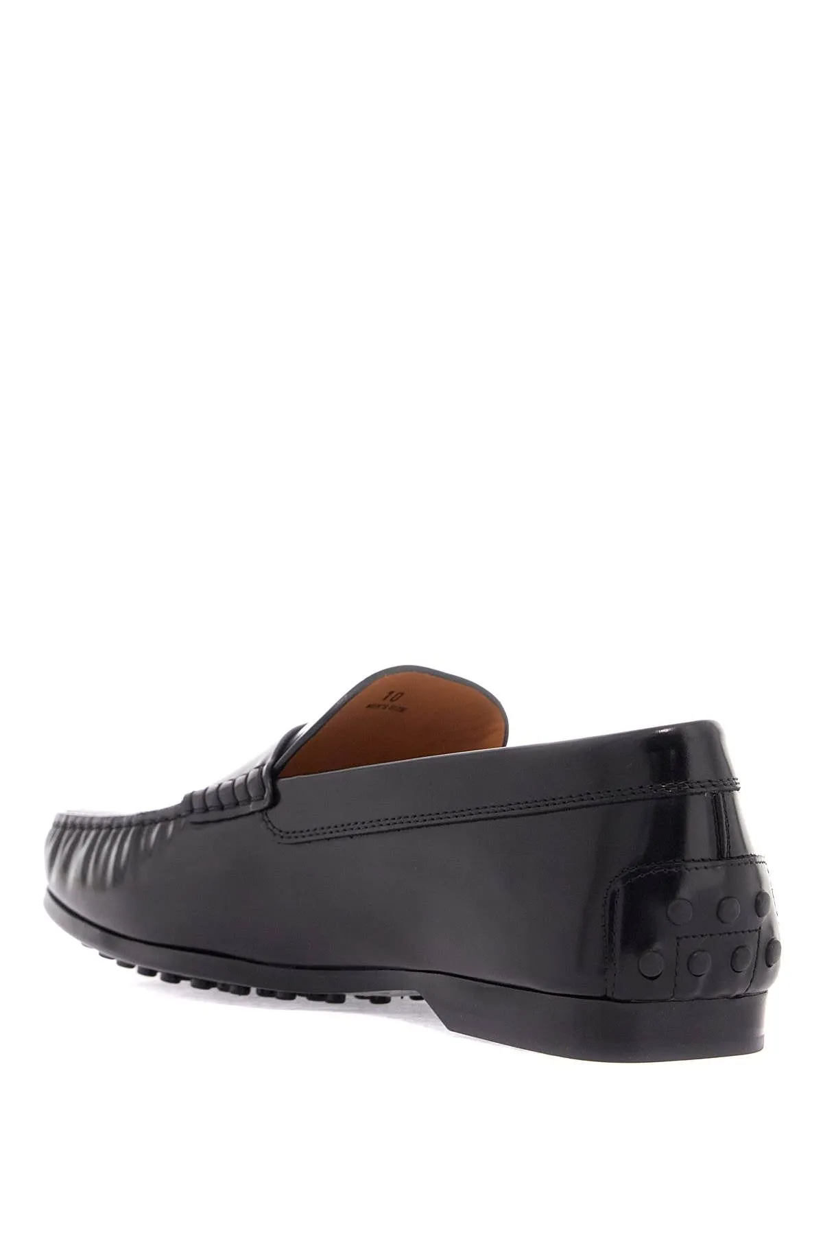 MEN'S BLACK CALFSKIN LOAFERS WITH ELEGANT INSERT AND RUBBER SOLE