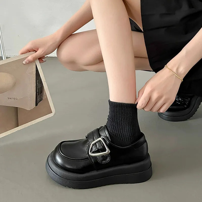 Minimalist Buckle Strap Loafers