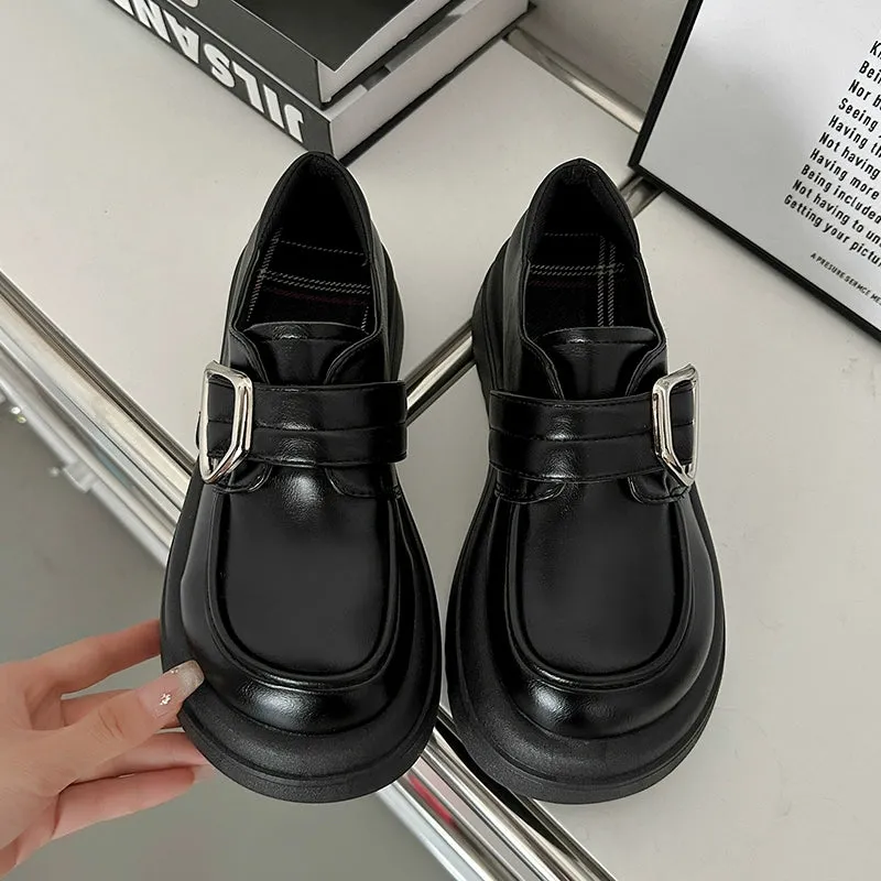 Minimalist Buckle Strap Loafers