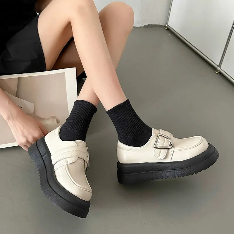 Minimalist Buckle Strap Loafers