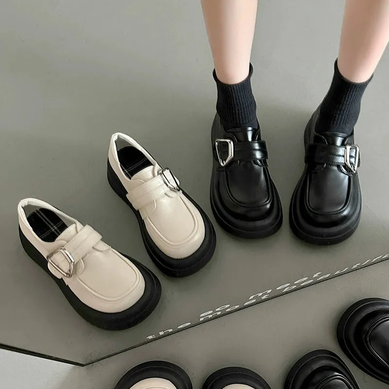 Minimalist Buckle Strap Loafers