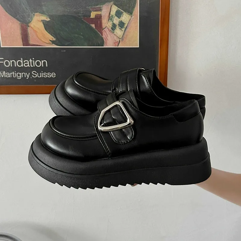 Minimalist Buckle Strap Loafers