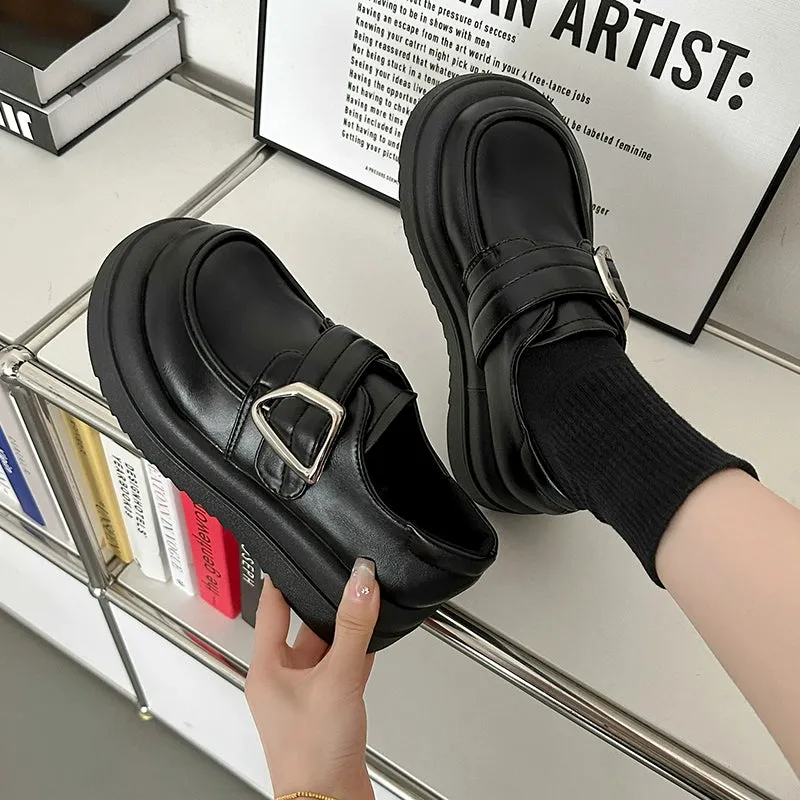 Minimalist Buckle Strap Loafers