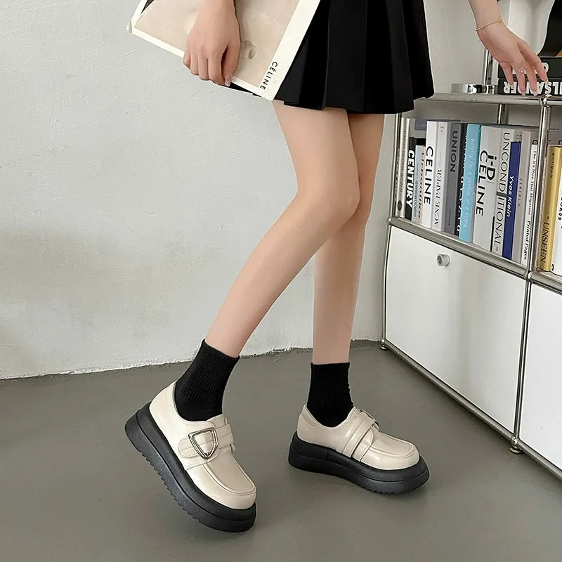 Minimalist Buckle Strap Loafers