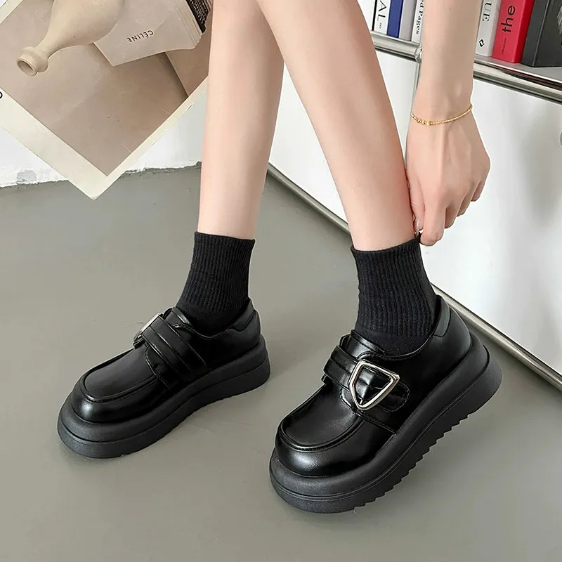 Minimalist Buckle Strap Loafers