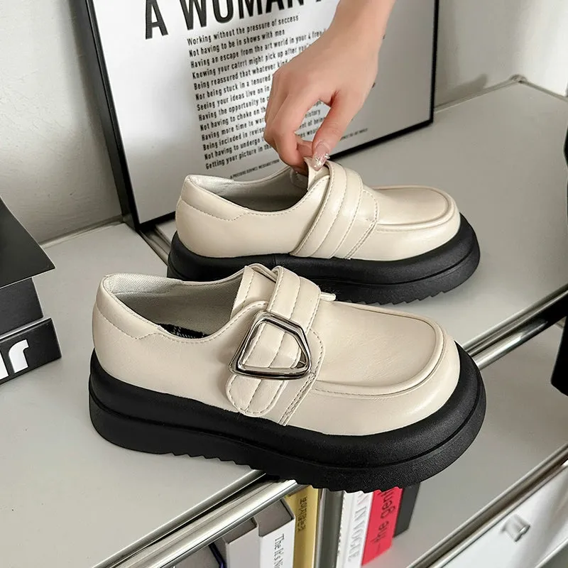 Minimalist Buckle Strap Loafers