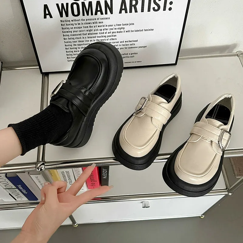 Minimalist Buckle Strap Loafers
