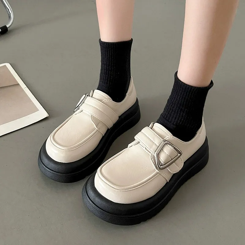 Minimalist Buckle Strap Loafers