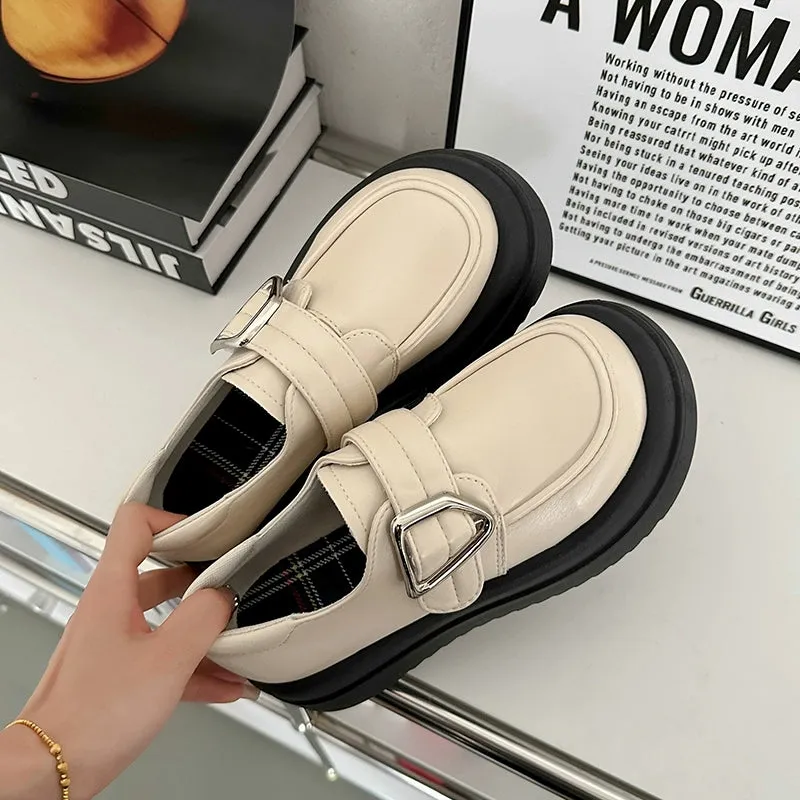 Minimalist Buckle Strap Loafers