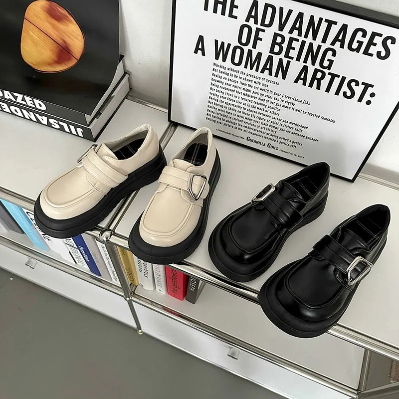 Minimalist Buckle Strap Loafers