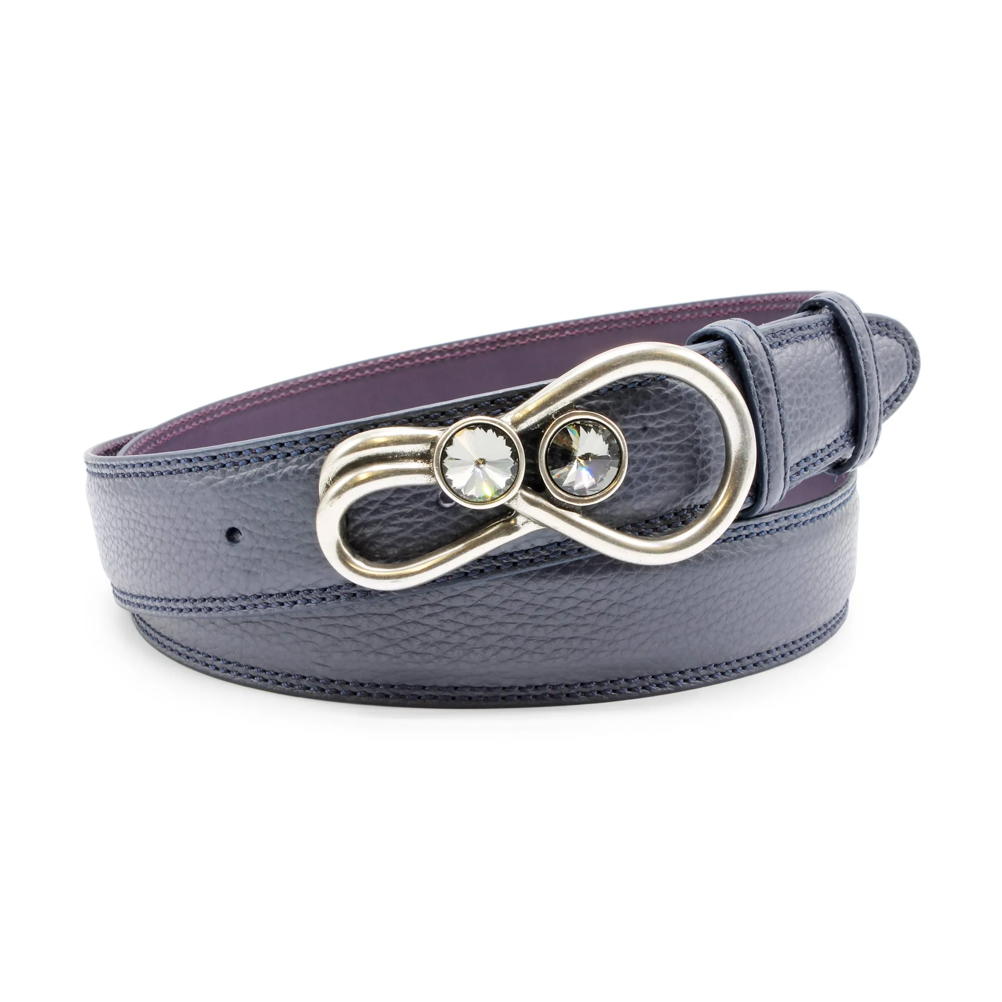 Navy Blue Mottled Crystal Swirl Belt