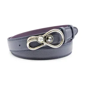 Navy Blue Mottled Crystal Swirl Belt