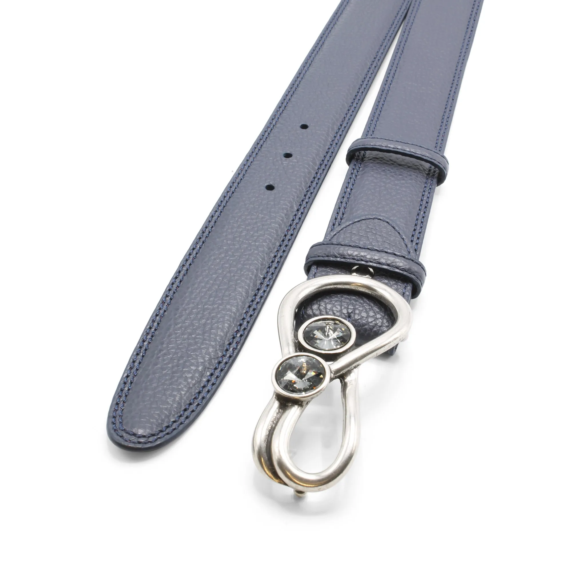 Navy Blue Mottled Crystal Swirl Belt