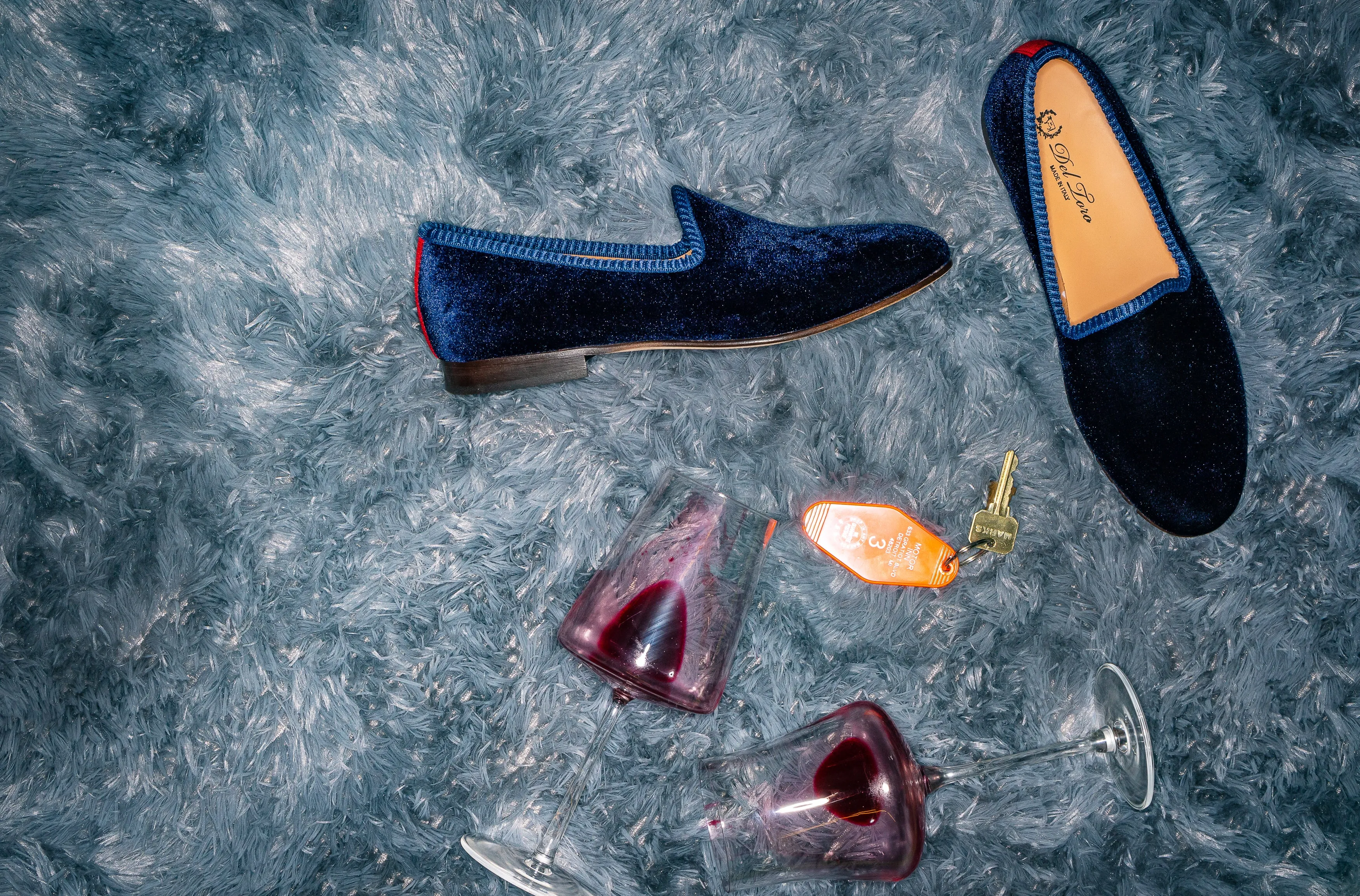 Navy Velvet Slipper