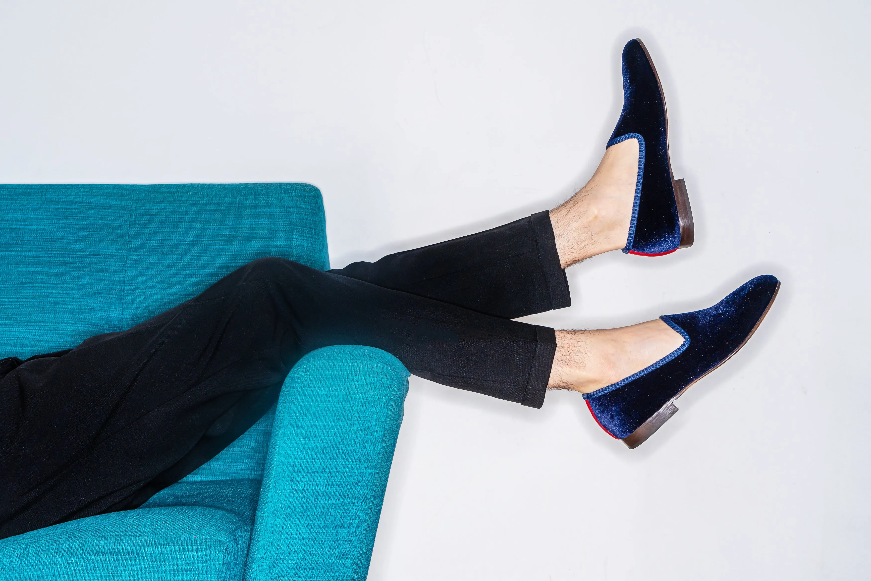Navy Velvet Slipper