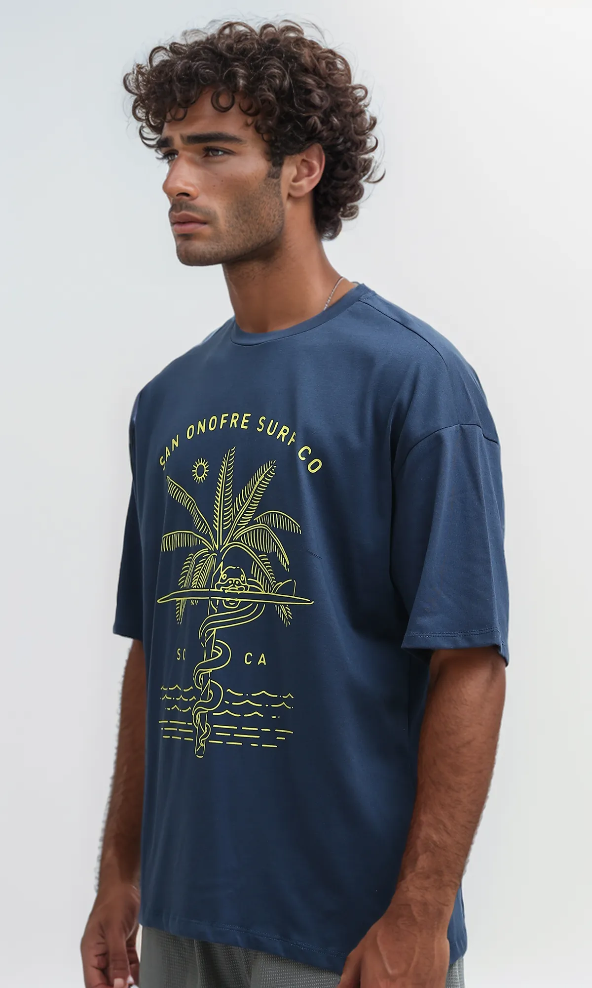 O182408 Printed Elbow Sleeves Heather Jeans Blue Tee